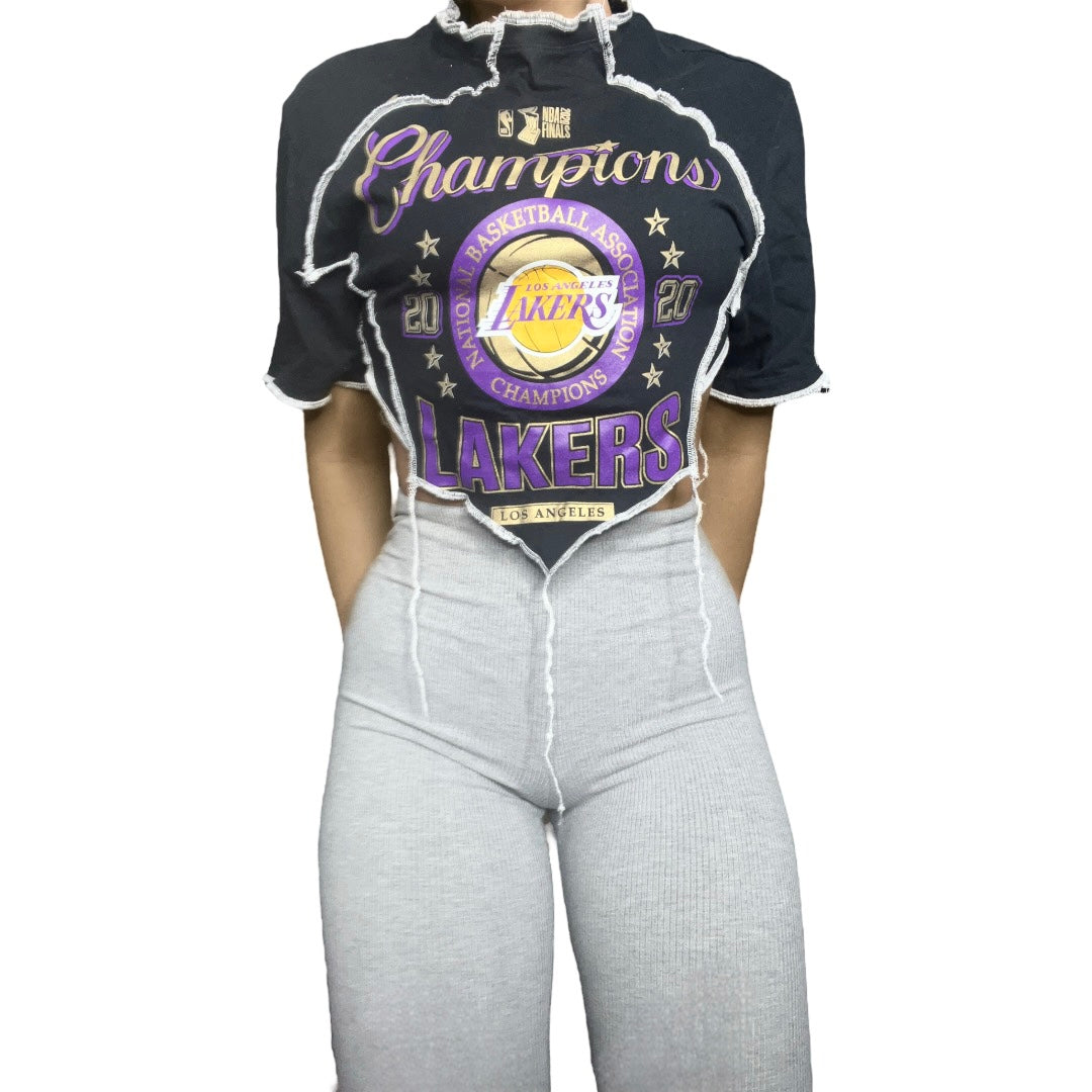 Los Angeles Lakers Reworked Contrast Stitch Crop Top