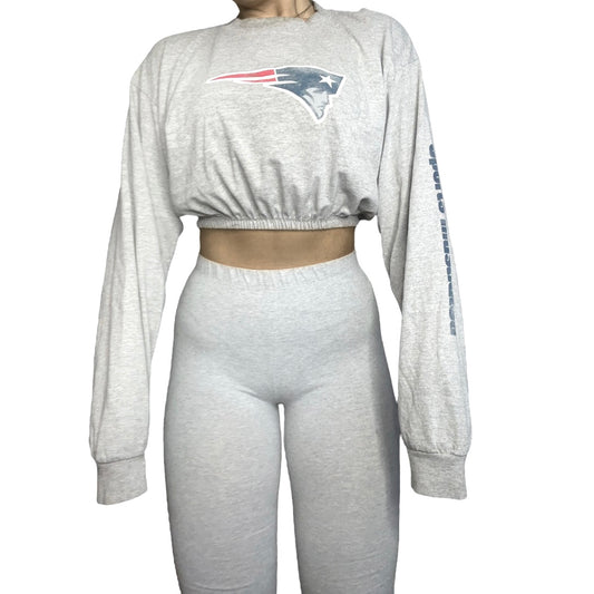 New England Patriots Reworked Longsleeve Crop Top