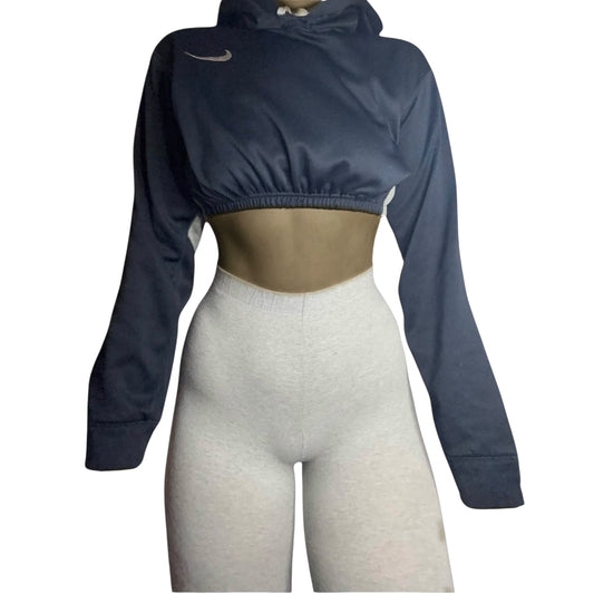Nike Reworked Custom Navy Crop Hoodie