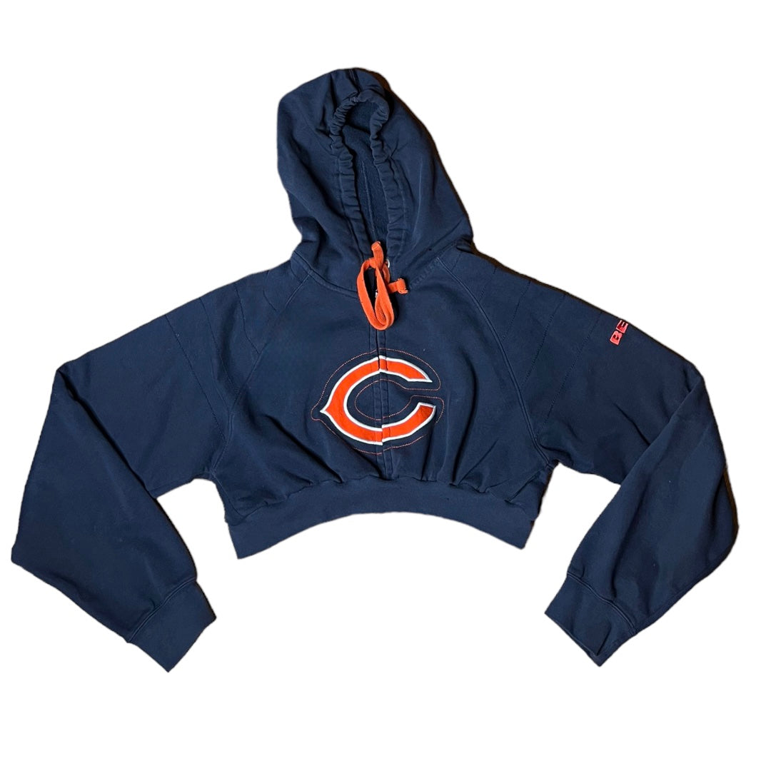 Chicago Bears Reworked Crop Zip Up Hoodie