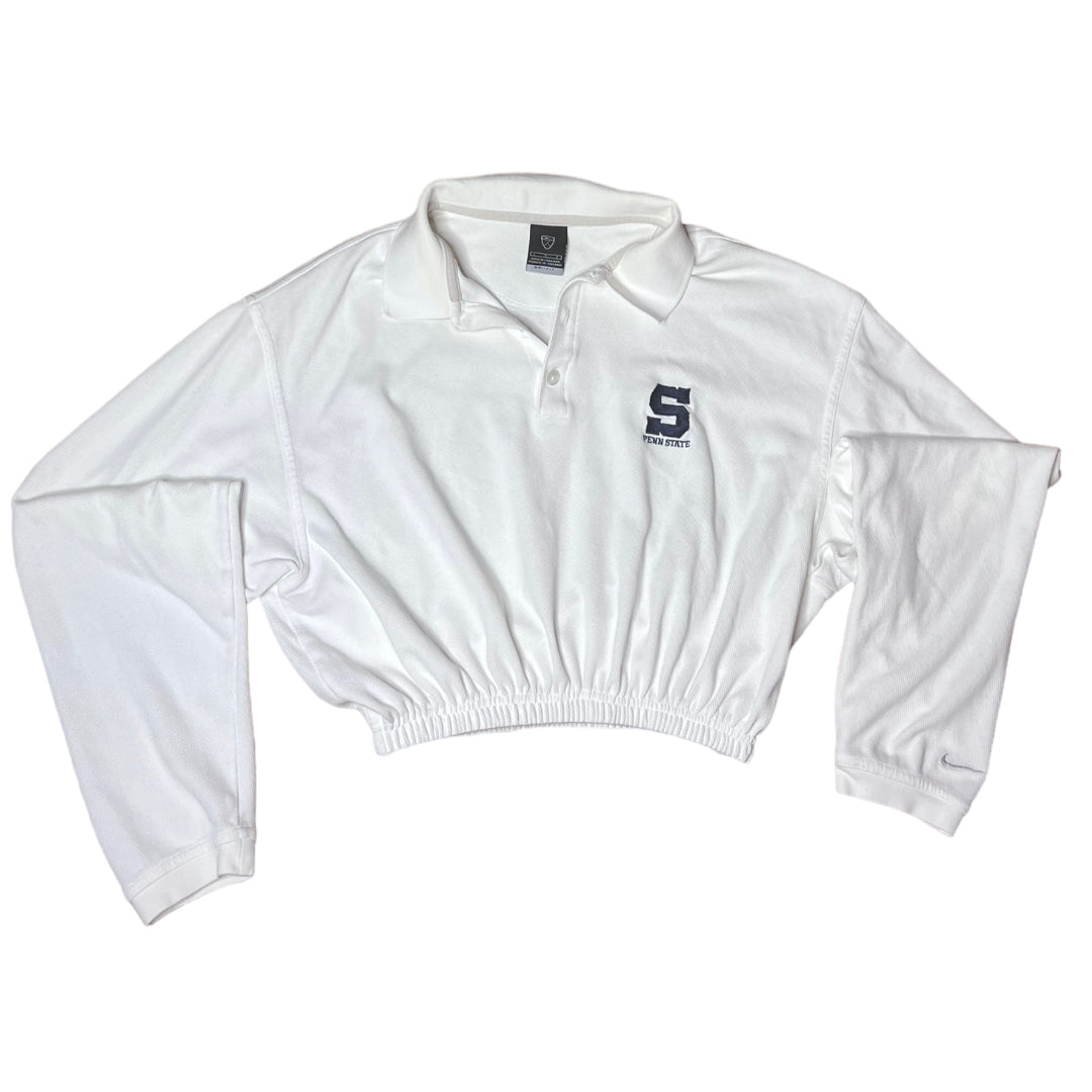 Penn State University Reworked Long-sleeve Crop Top