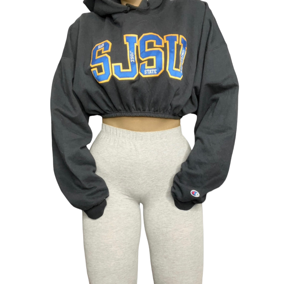 San Jose Reworked Custom Cropped Hoodie Sweatshirt