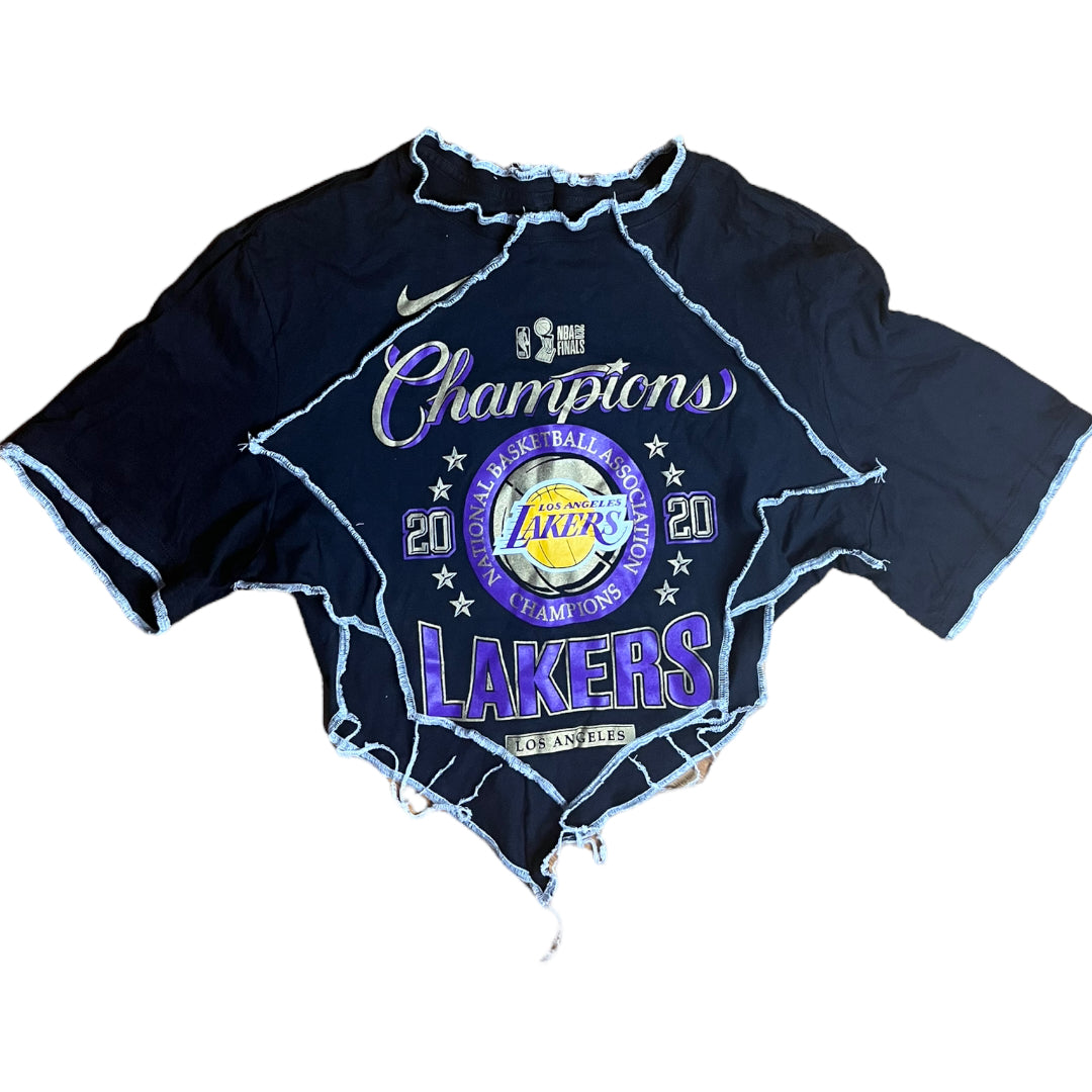 Los Angeles Lakers Reworked Contrast Stitch Crop Top