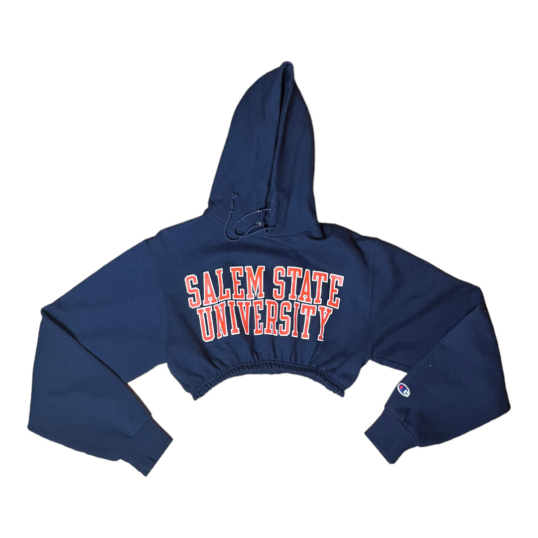 Salem State University Reworked Crop Hoodie Sweatshirt