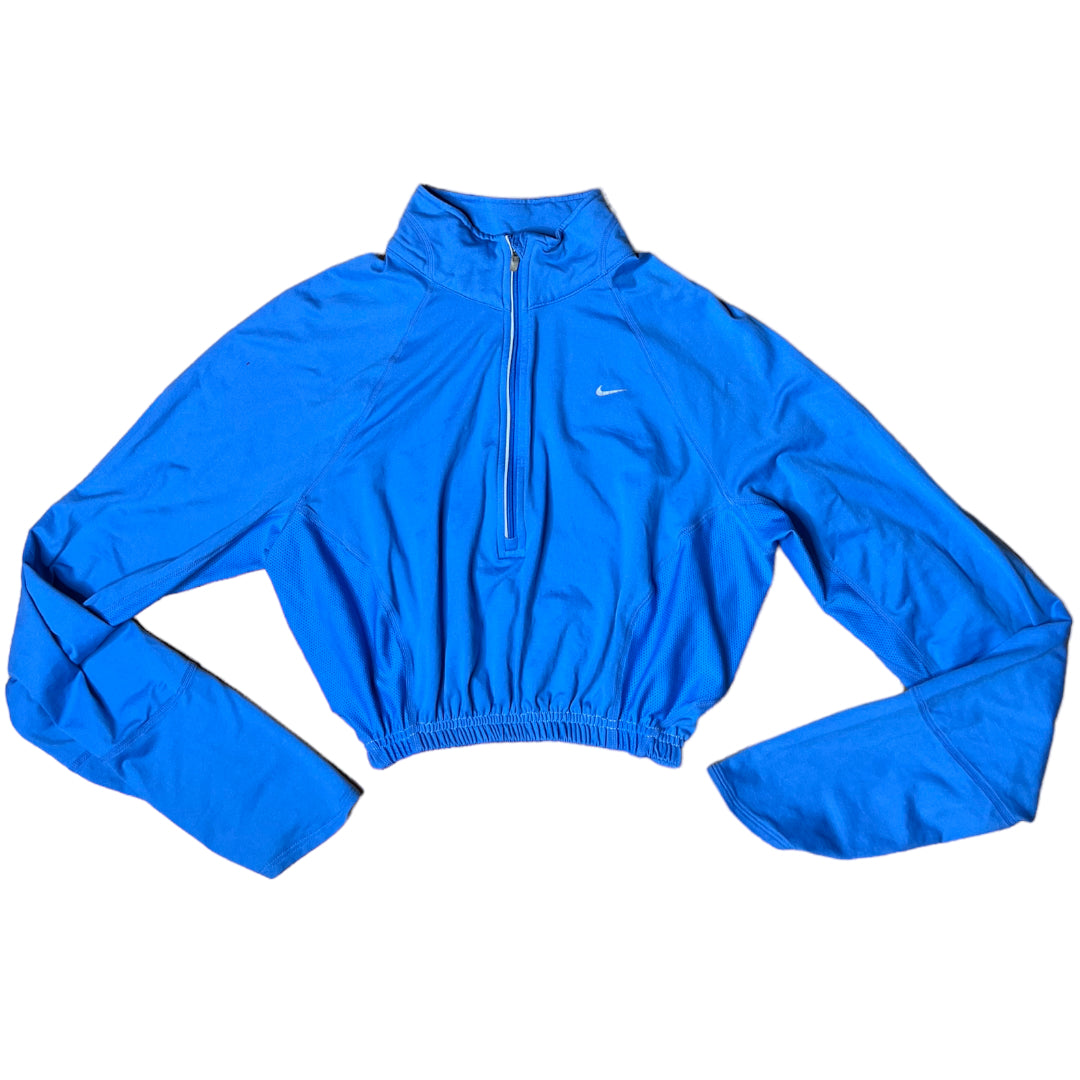 Nike Reworked Blue Cropped Quarter Zip Up