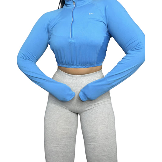 Nike Reworked Blue Cropped Quarter Zip Up