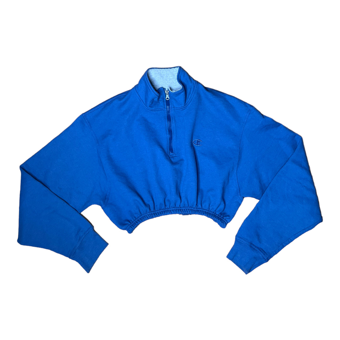 Champion Reworked Crop Blue Quarter Zip Sweatshirt