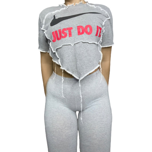 Nike Reworked Just do it Contrast Stitch Crop Top