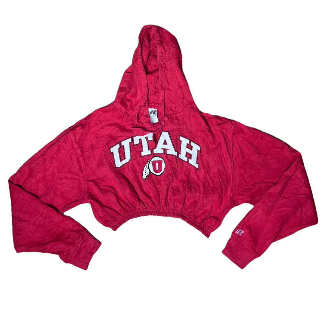 University of Utah Reworked Crop Hoodie Sweatshirt