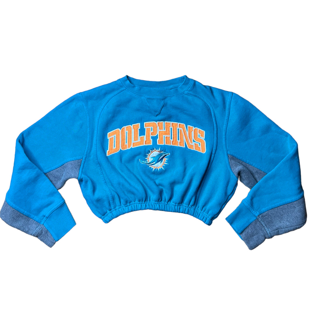 Miami Dolphins Reworked Crop Crewneck Sweatshirt