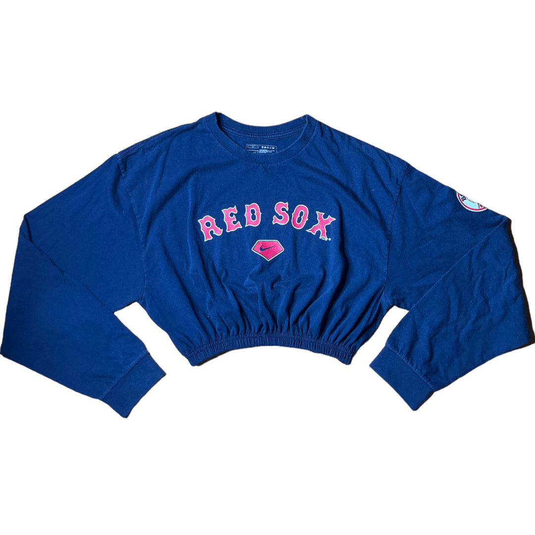 Boston Red Sox Nike Reworked Crop Top - Longsleeve