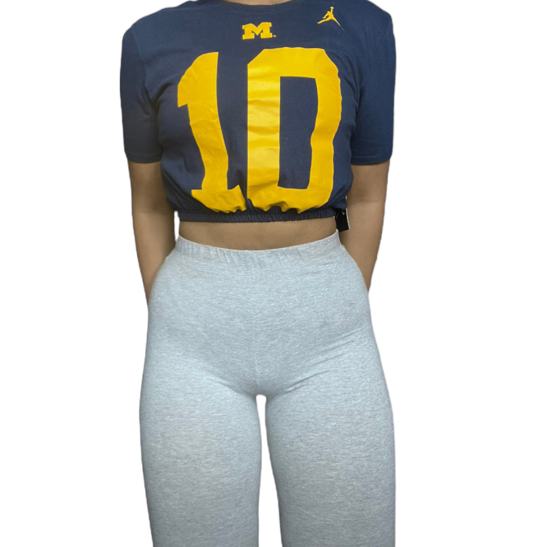 University of Michigan Brady #10 Reworked Crop Top