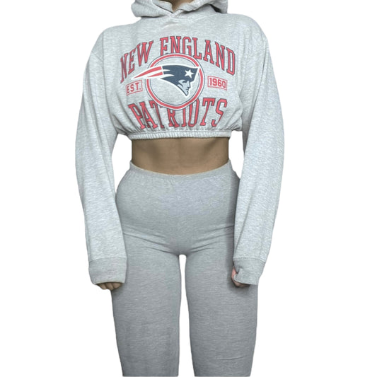 New England Patriots Reworked Crop Hoodie