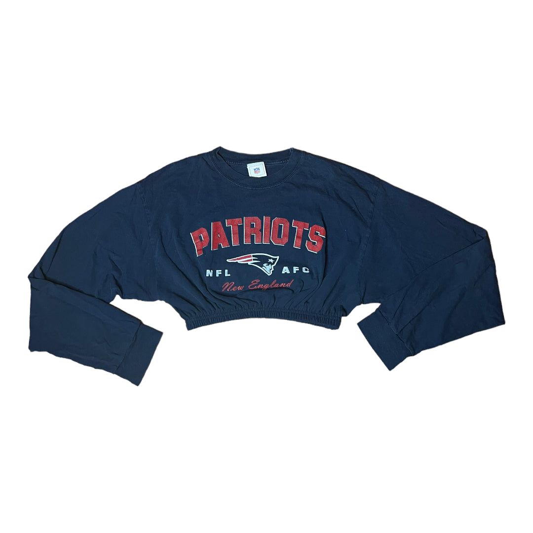 New England Patriots Reworked Long sleeve Crop Top