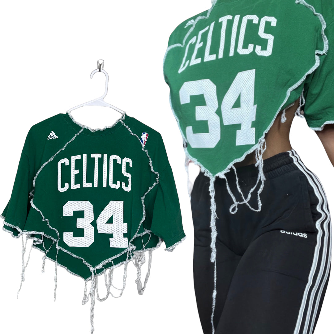 Boston Celtics Pierce #34 Reworked Contrast Stitch Crop Top