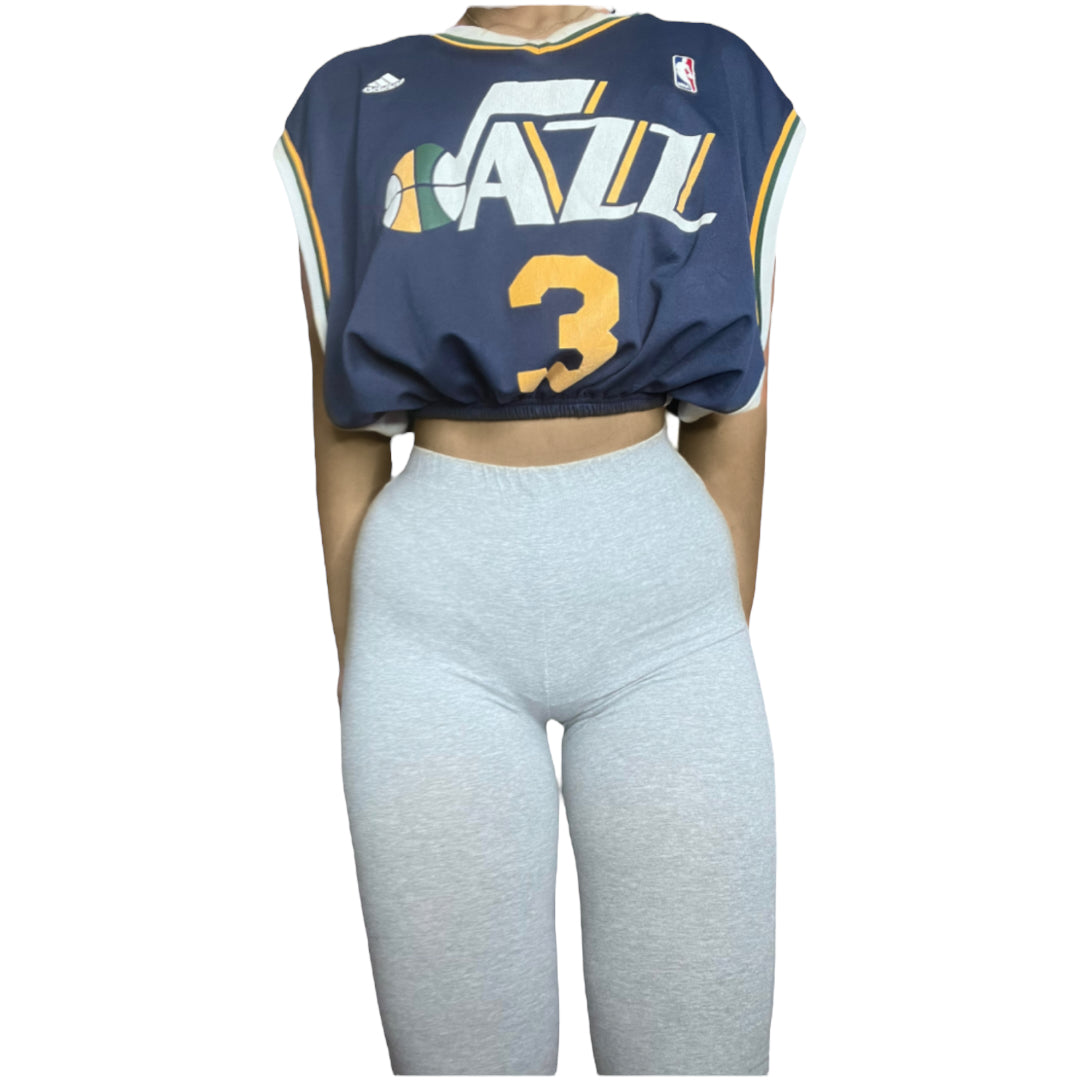 Utah Jazz Burke #3 Reworked Crop Jersey Top