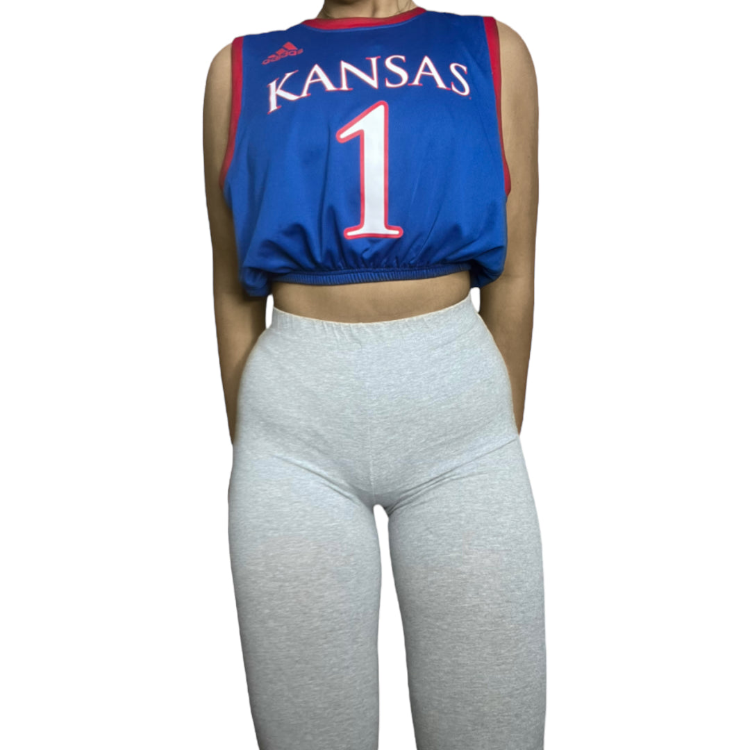 University of Kansas Reworked Crop Top Jersey