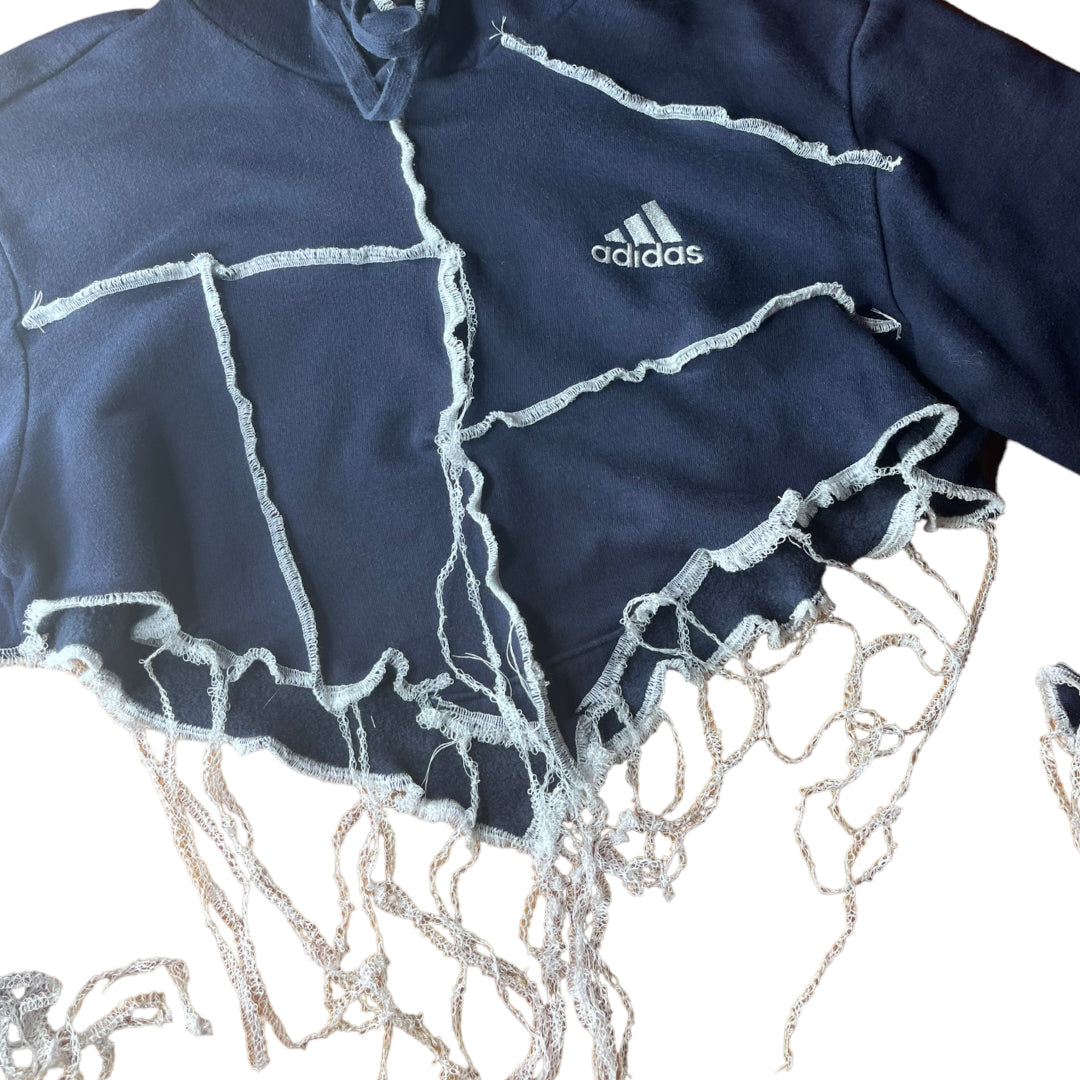 Adidas Reworked Contrast Stitch Patchwork Crop Hoodie