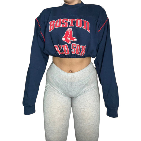 Boston Red Sox Reworked Crop Crewneck Sweatshirt