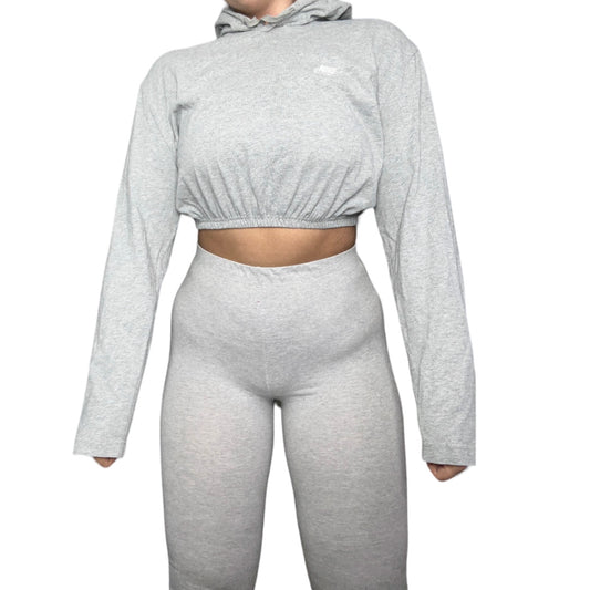 Nike Reworked Custom Grey Lightweight Cropped Hoodie Sweatshirt