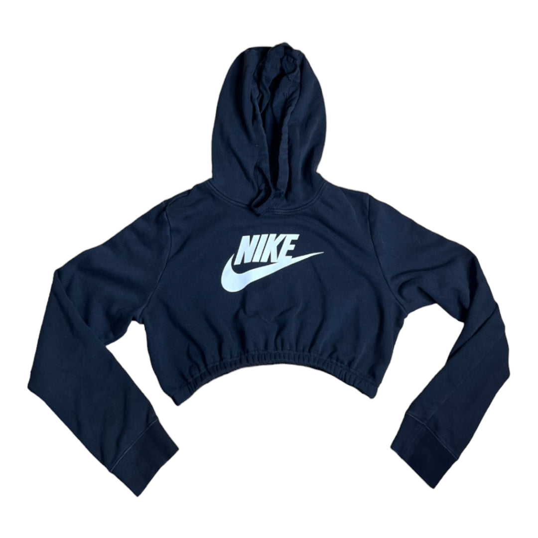 Nike Black Reworked Custom Crop Hoodie