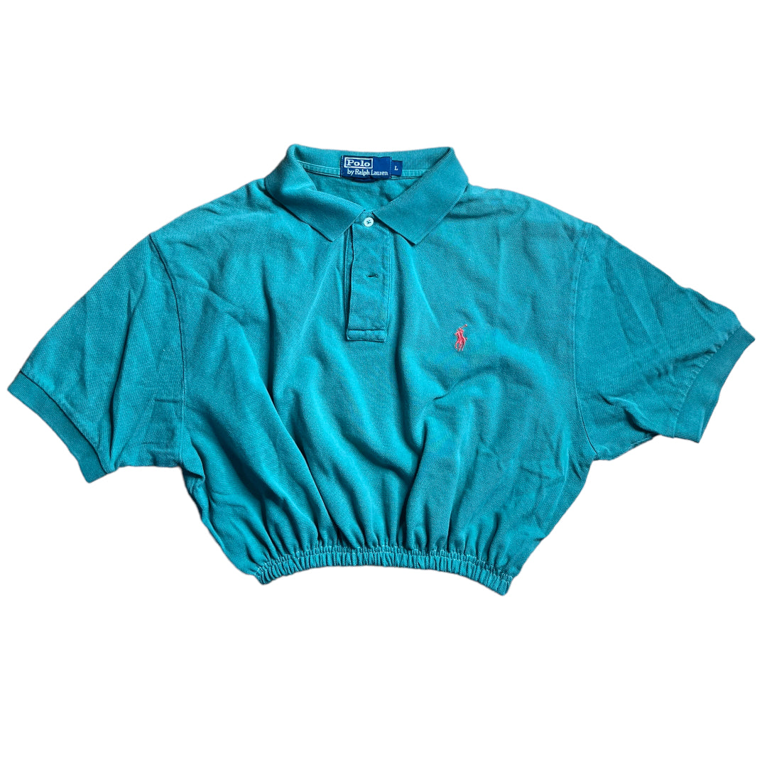 Ralph Lauren Polo Reworked Green Crop Polo Top