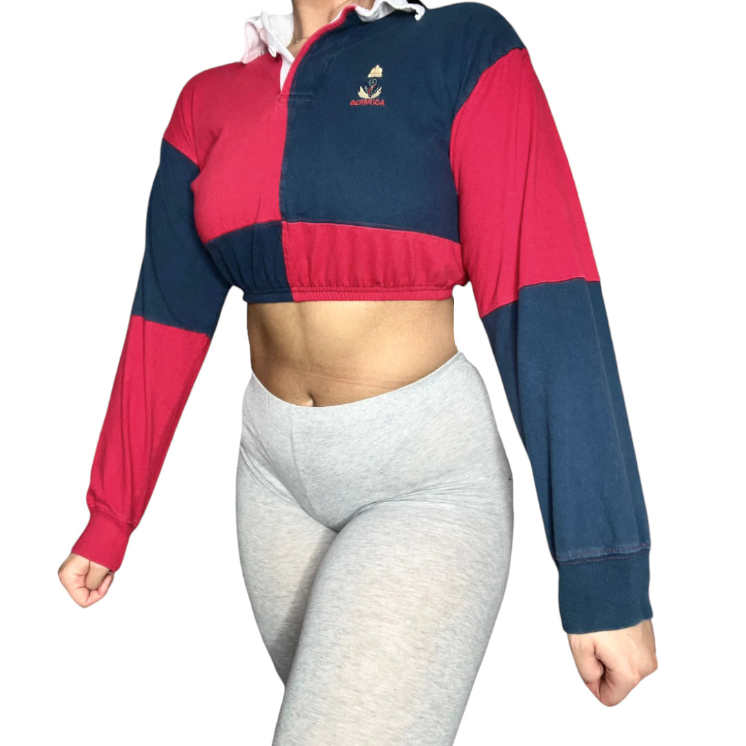 Vintage Polo Reworked Bermuda Crop Top