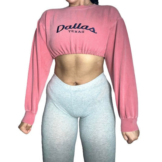 Dallas Texas Reworked Custom Crop Crewneck Sweatshirt