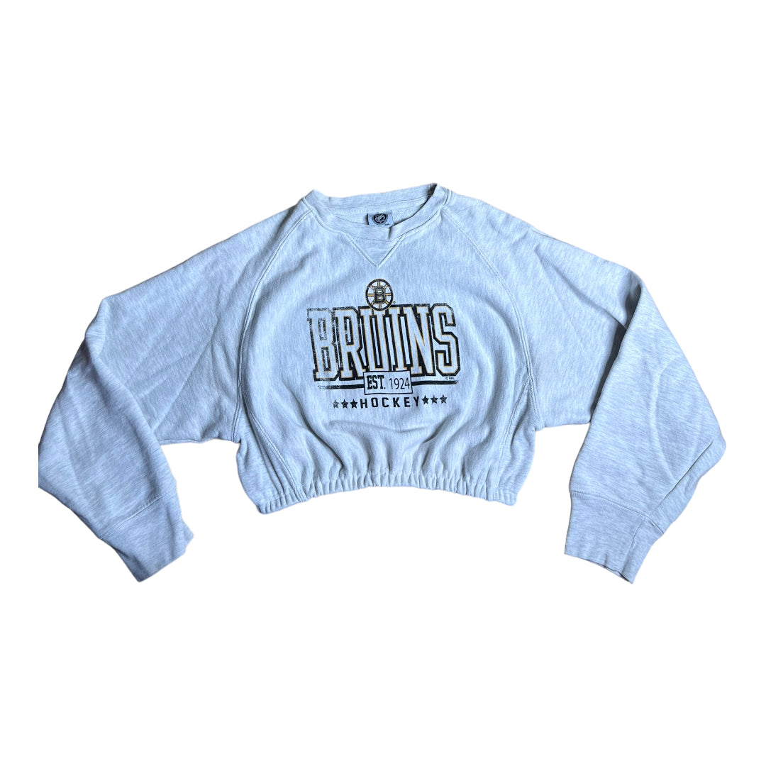 Boston Bruins Reworked Custom Crop Crewneck