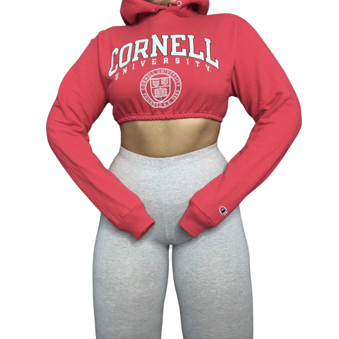 Cornell University Reworked Crop Hoodie Sweatshirt