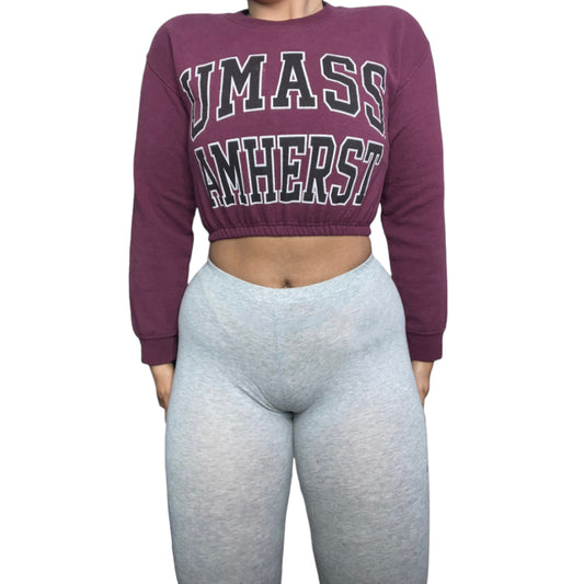 Umass Amherst Reworked Custom Crop Crewneck Sweatshirt