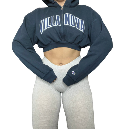 Villanova University Reworked Custom Cropped Zip Sweatshirt