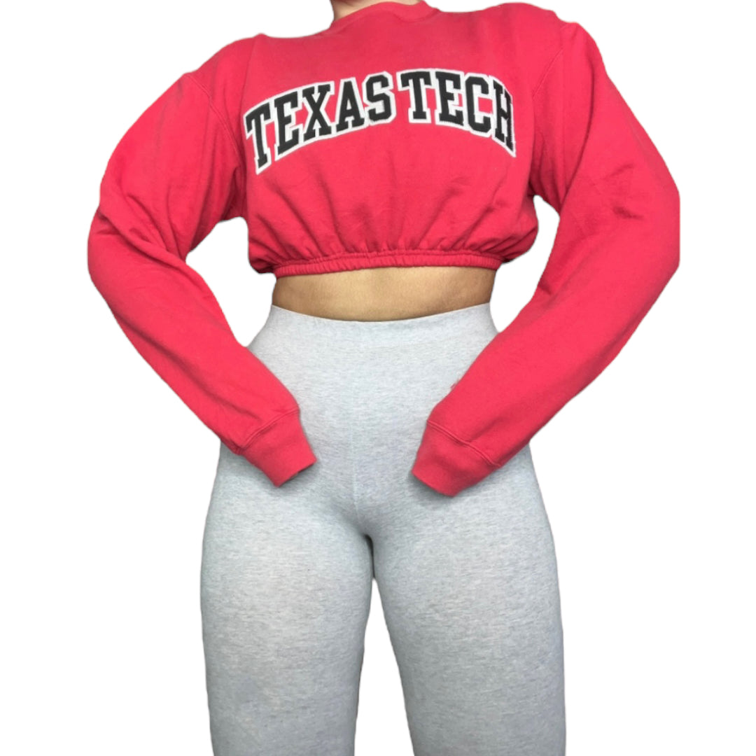 Texas Tech University Reworked Crop Crewneck Sweatshirt