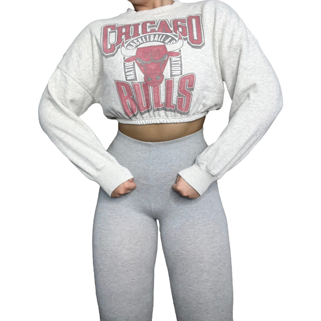 Chicago Cubs Reworked Custom Cropped Crewneck Sweatshirt