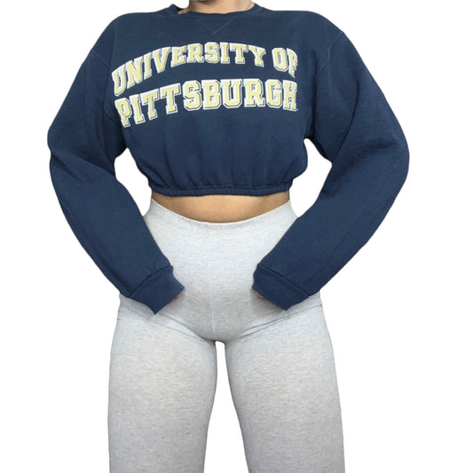 University of Pittsburg Reworked Cropped Crewneck