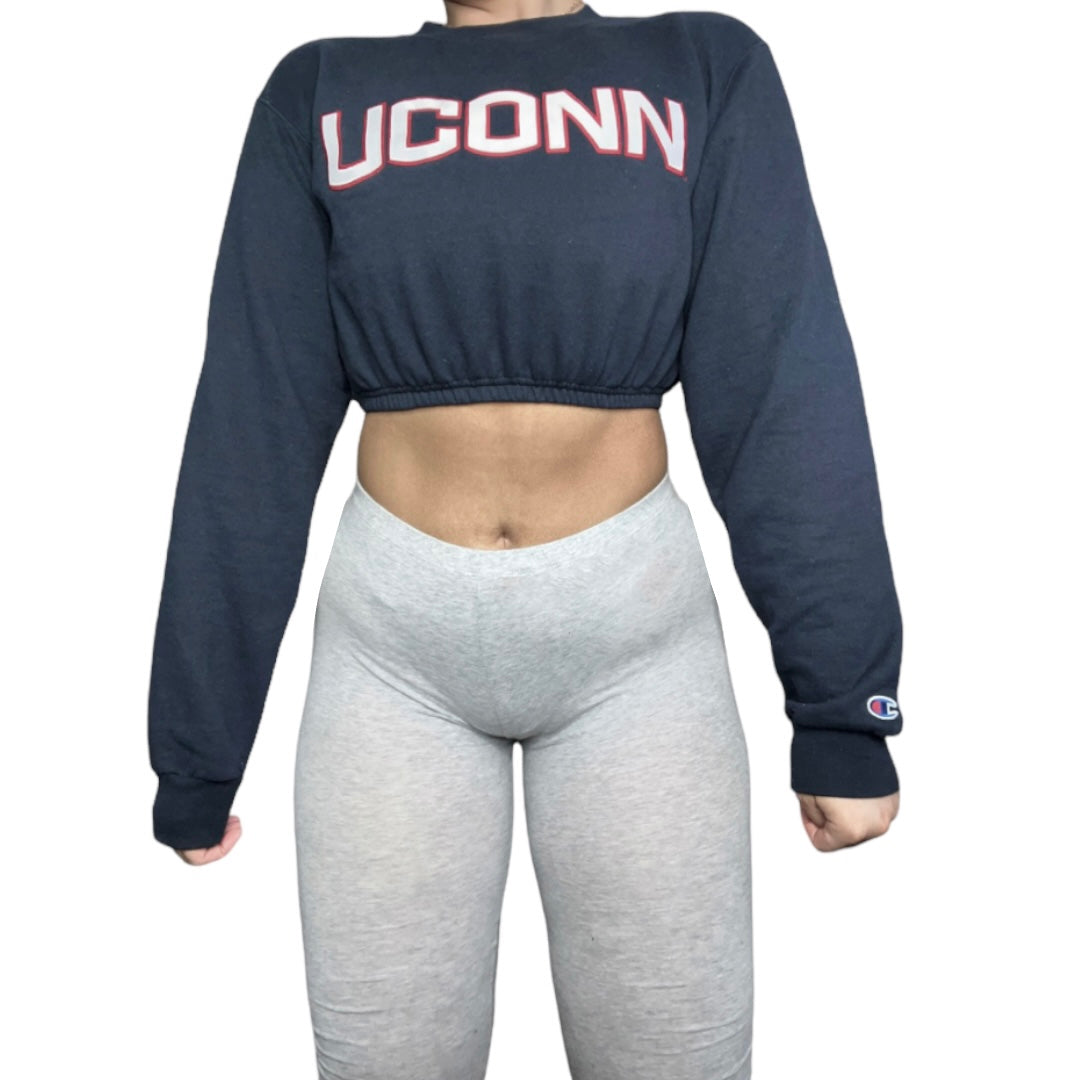 UCONN Reworked Crop Crewneck