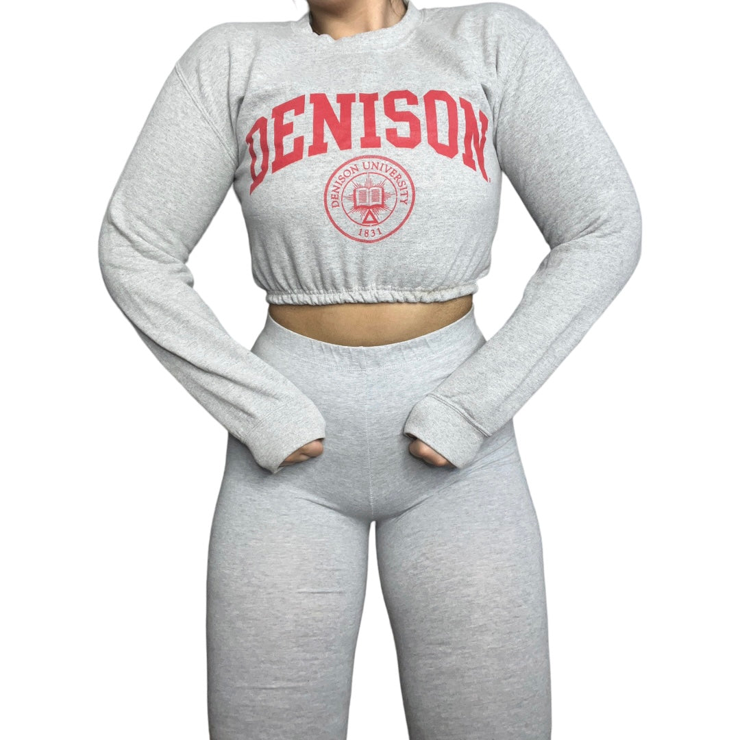 Denison University Reworked Cropped Crewneck Sweatshirt