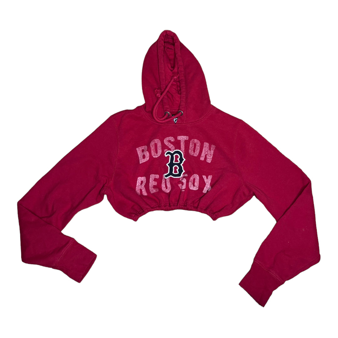 Boston Red Sox Reworked Crop Hoodie Sweatshirt