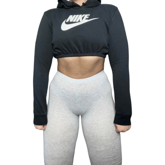 Nike Black Reworked Custom Crop Hoodie