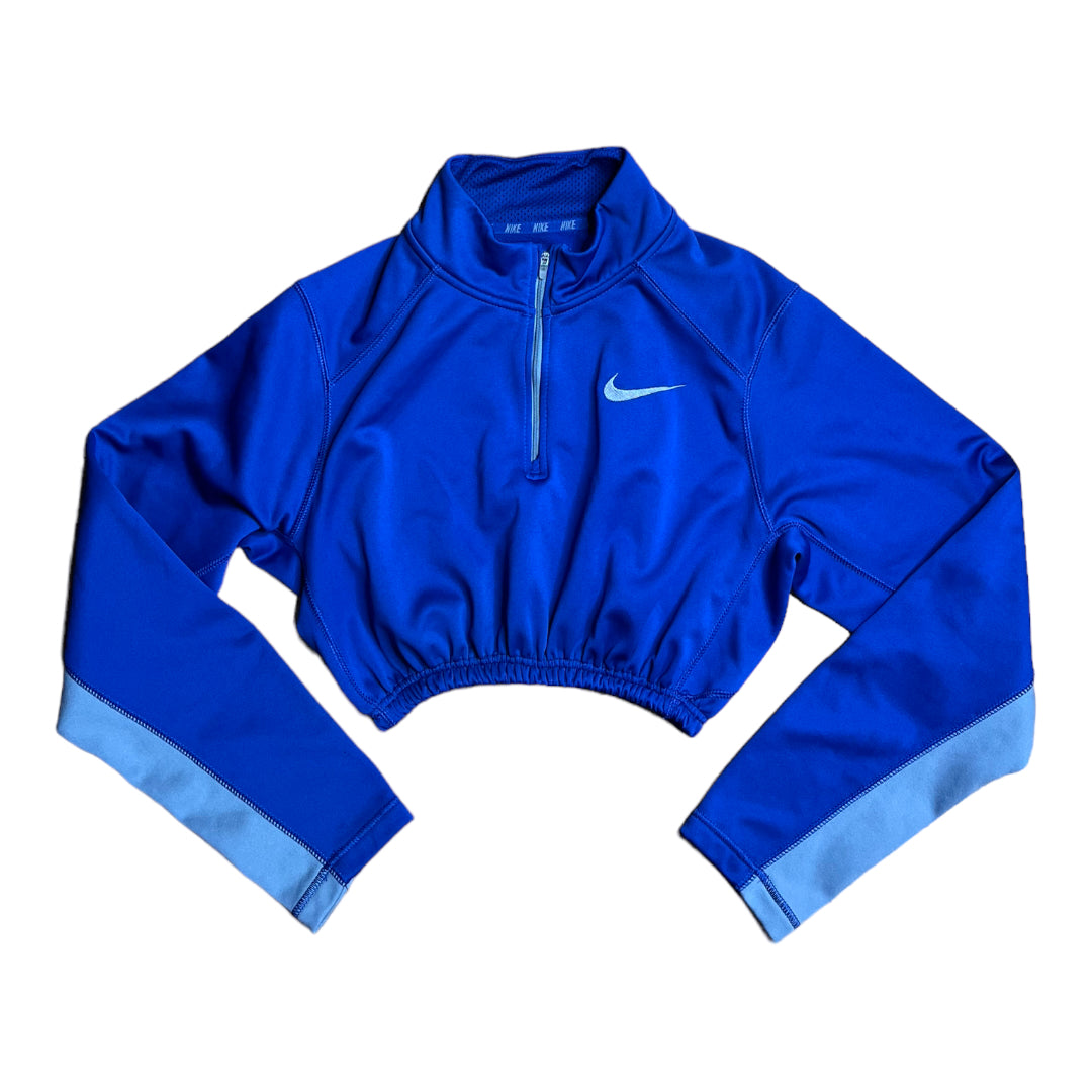 Nike Reworked Custom Cropped Blue Quarter Zip Up