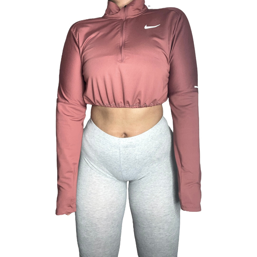 Nike Reworked Crop Quarter Zip - Mauve Pink