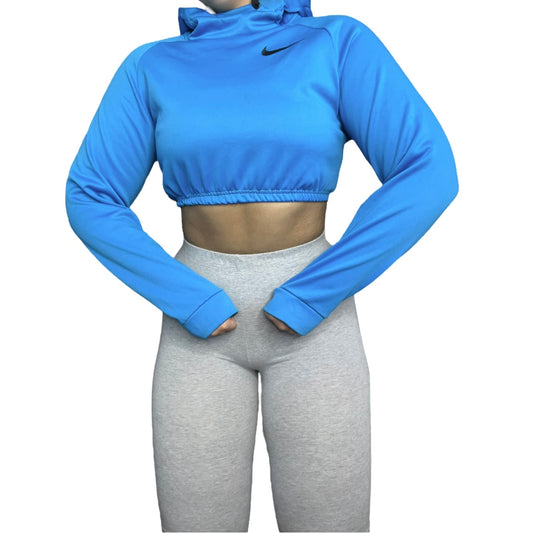 Nike Blue Reworked Crop Hoodie