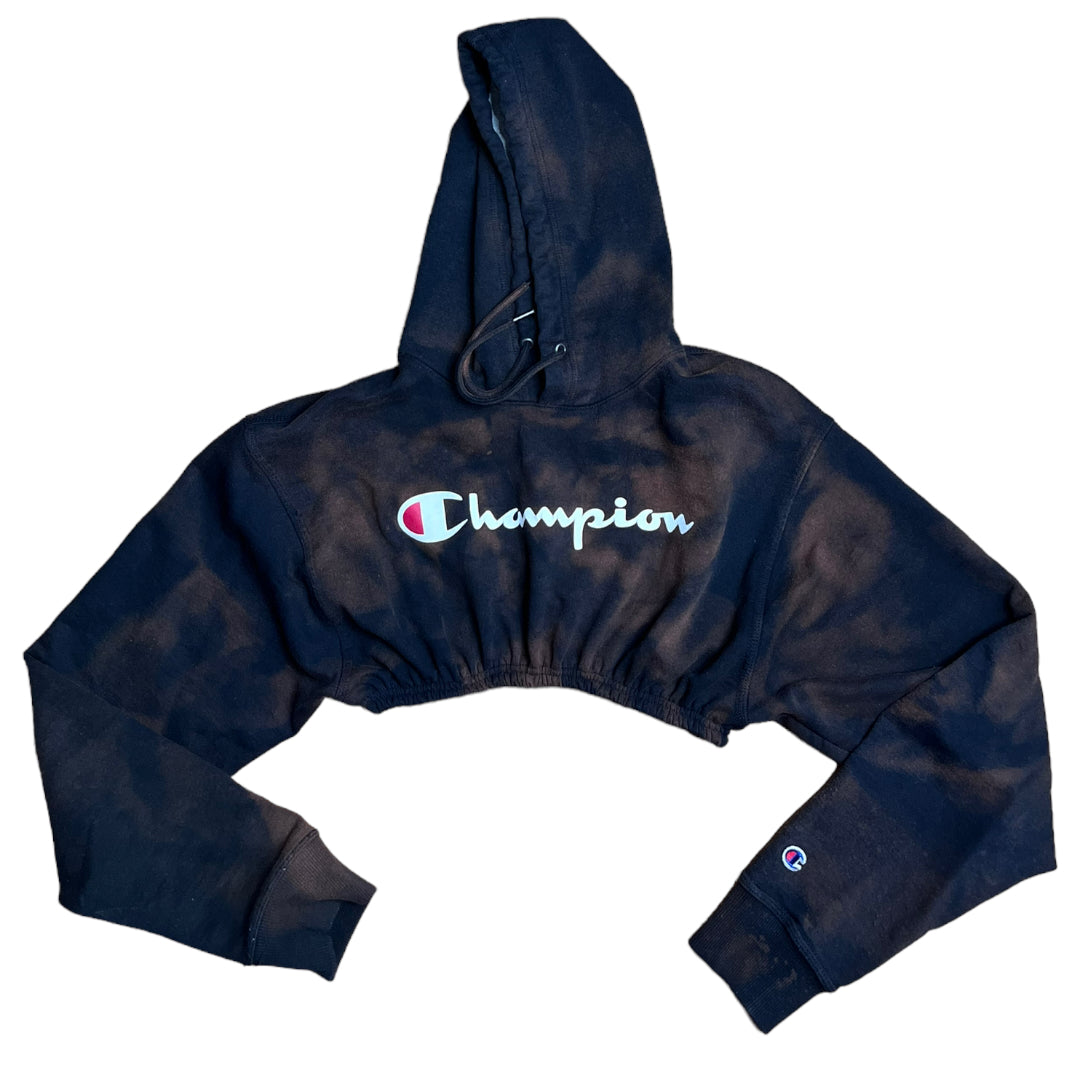 Champion Bleach Tiedye Reworked Custom Crop Hoodie