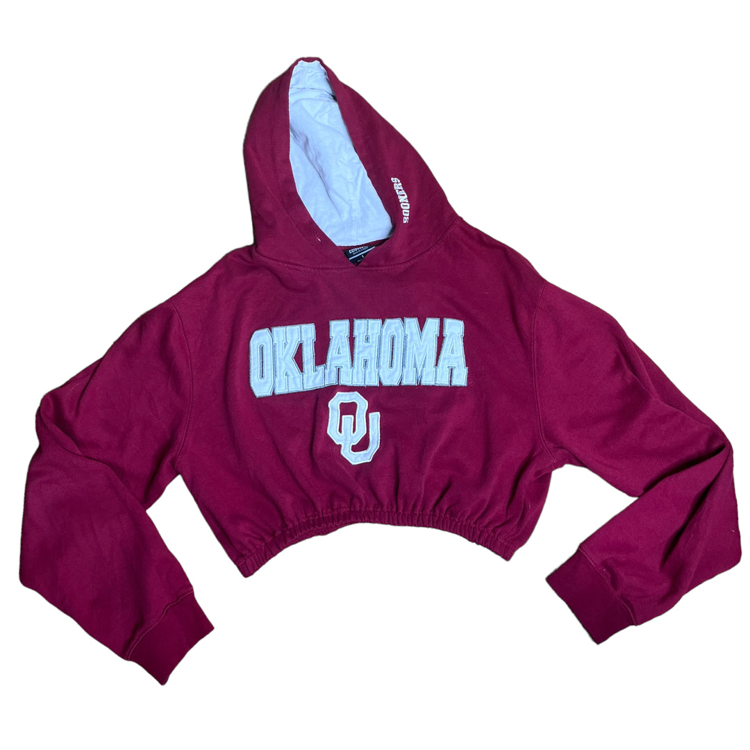 Oklahoma University Reworked Cropped Hoodie Sweashirt