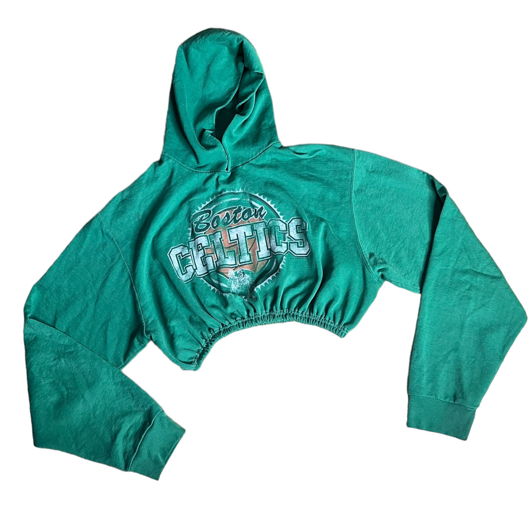 Boston Celtics Vintage Reworked Crop Hoodie