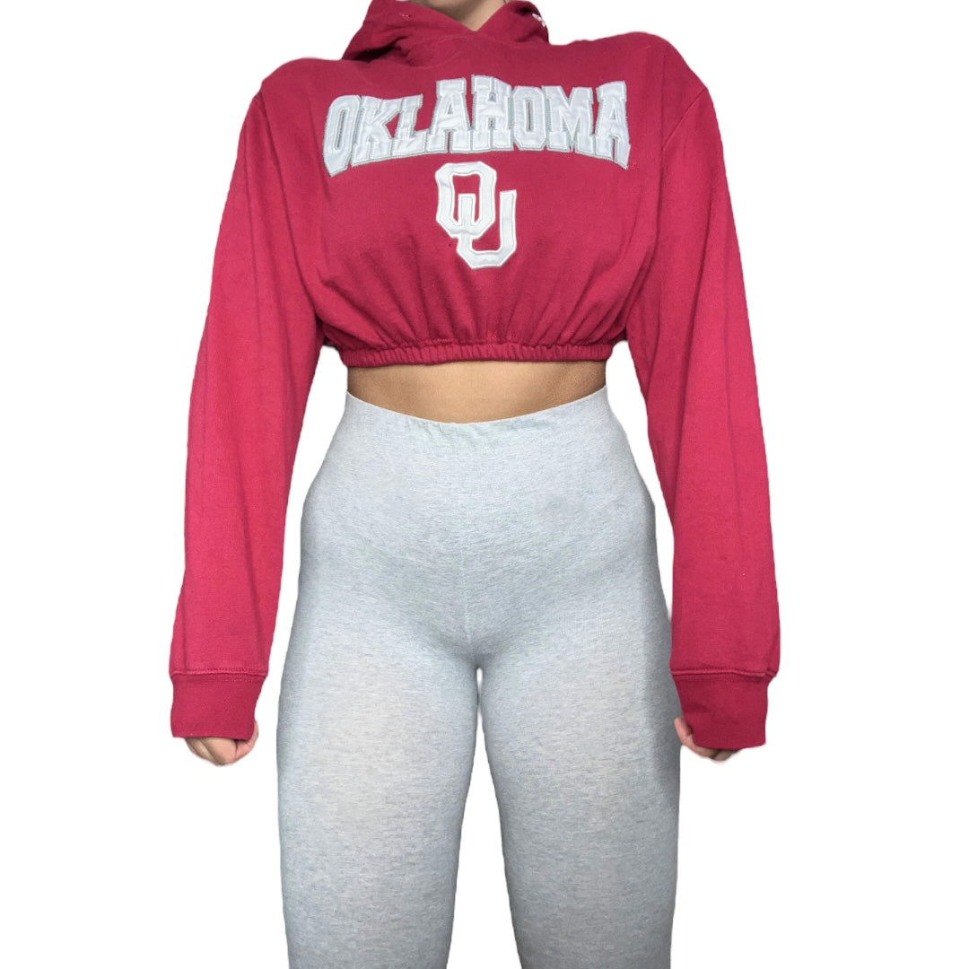 Oklahoma University Reworked Cropped Hoodie Sweashirt