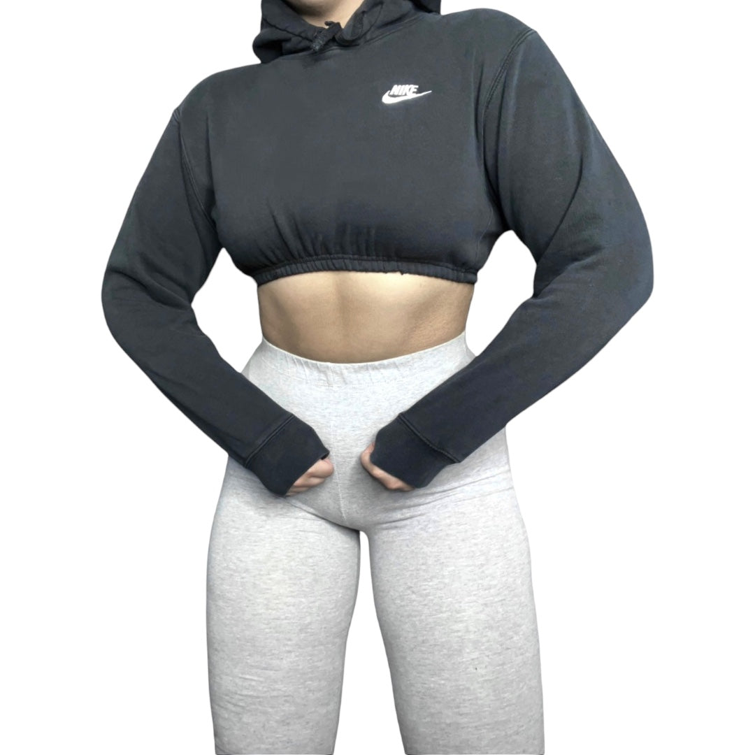 Nike Black Reworked Cropped Hoodie