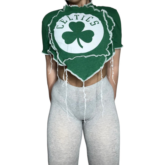 Boston Celtics Reworked Contrast Stitch Crop Top