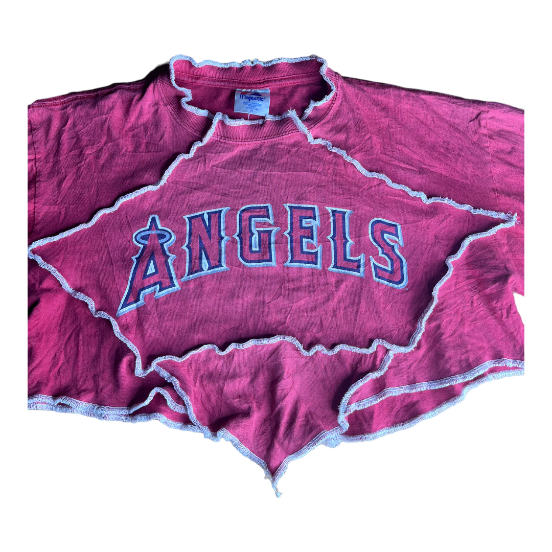 Los Angeles Angels Reworked Contrast Stitch Crop Top