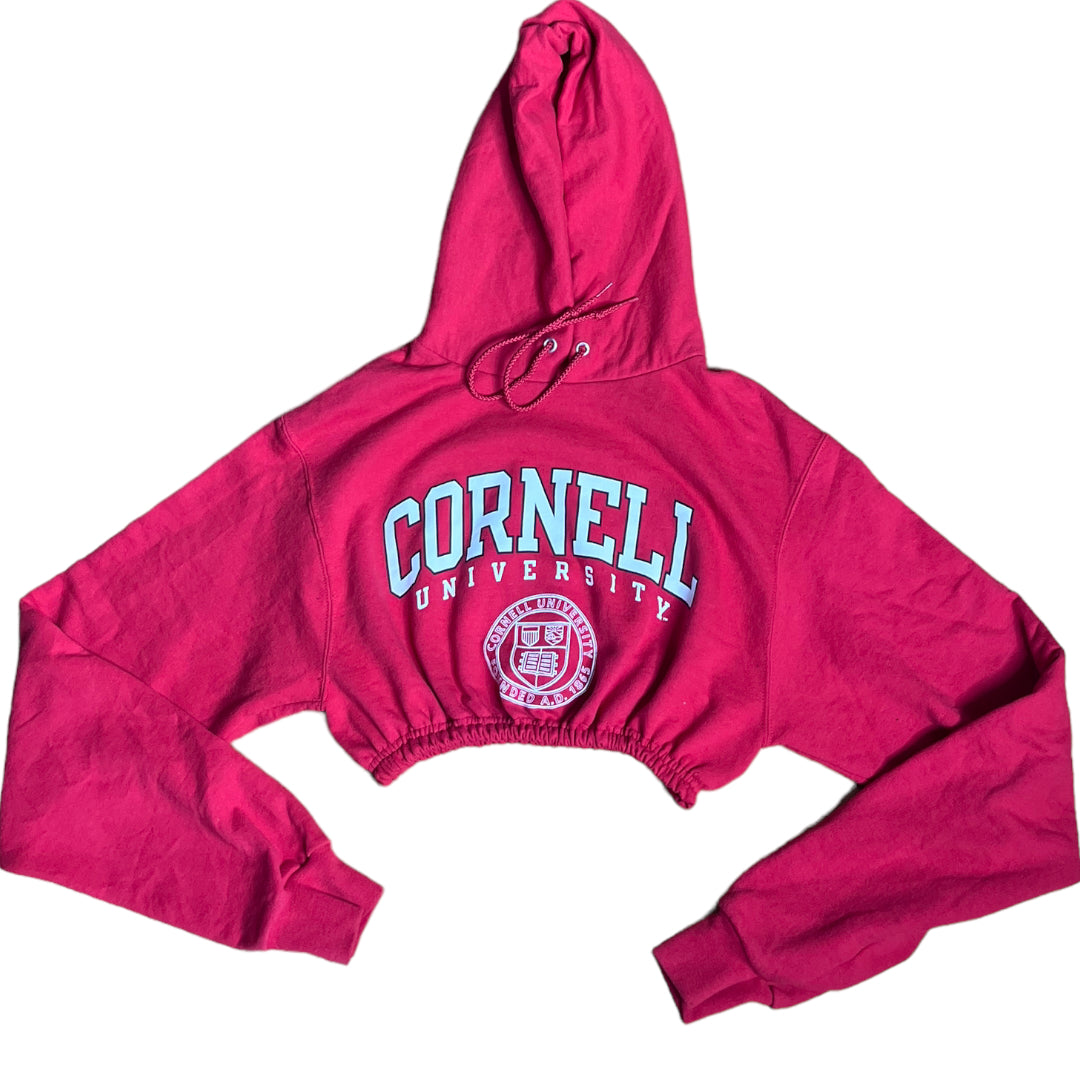 Cornell University Reworked Crop Hoodie Sweatshirt